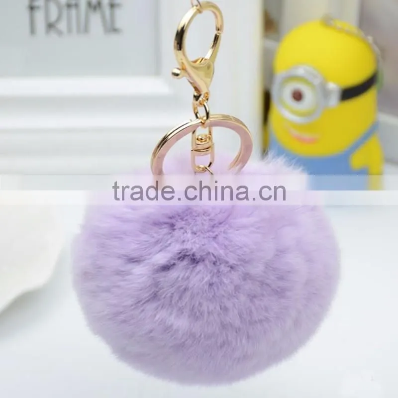 Myfur Newest 2016 Rabbit Fur Pom Keychain Women Bag Charms Accessories Big Size Flower pom pom Keychain