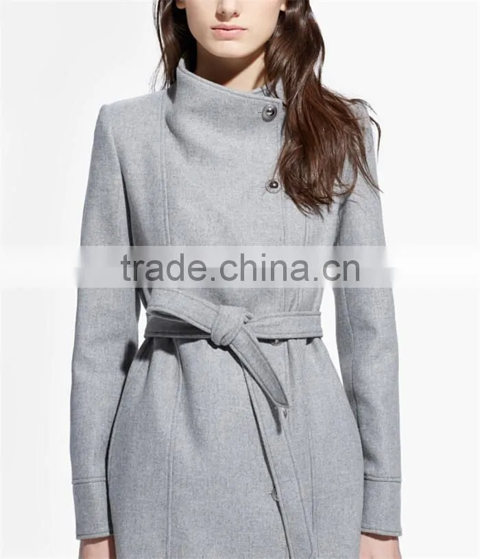 double breasted ladies elegant thick warm winter coat with original weave