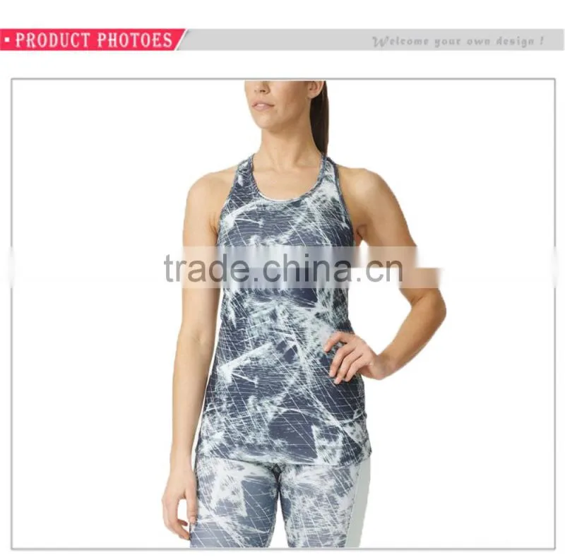Hot Sale Custom Womens Athletic Body Building Sleevelesss Print Tank