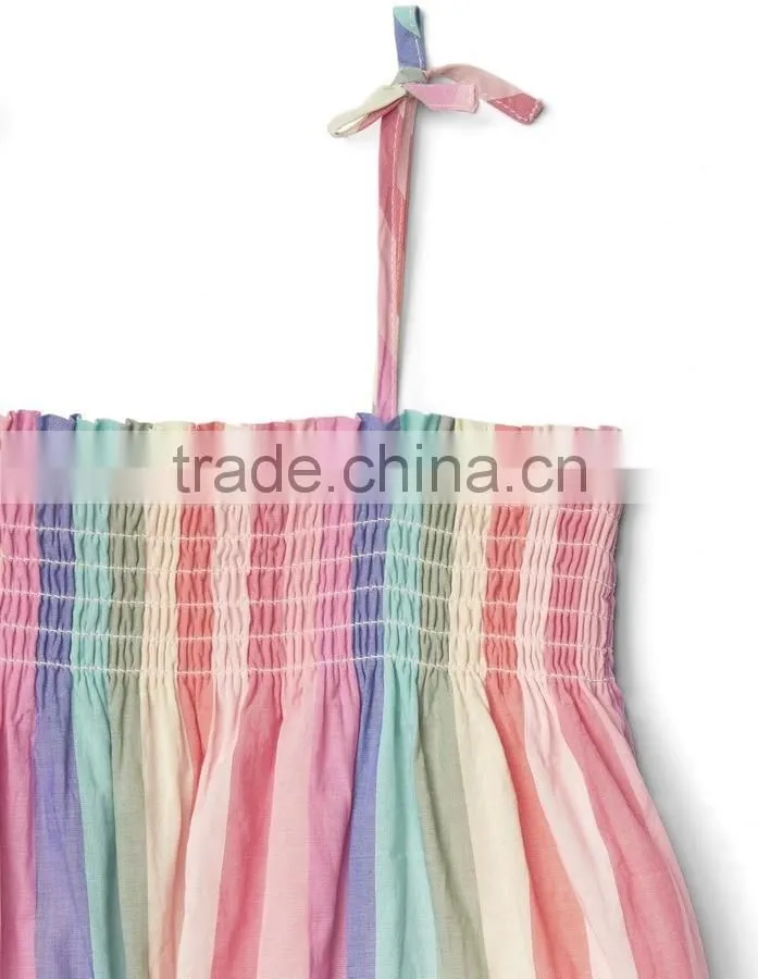 Baby clothes 2017 smocked custom baby clothing Wholesale summer kids girl stripe tier smock dress