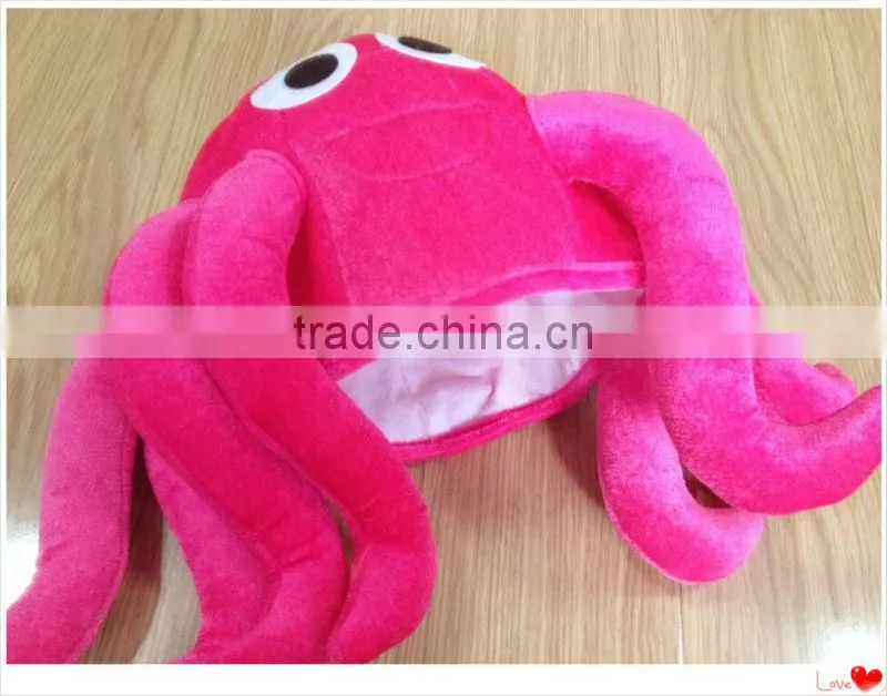 EN71 novelty hat Comb plush octopus hat cute squid hat
