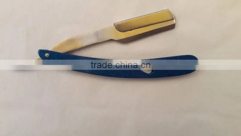 Professional Barbers shaving razors with blue handle stainless steel