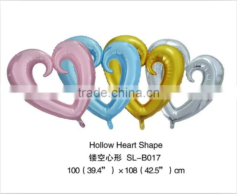 2015 new design hollow heart shaped foil balloon