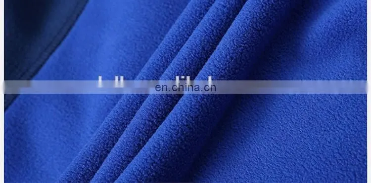 Outdoor sport wear blue plain zip up windbreaker warm polar fleece jacket for men