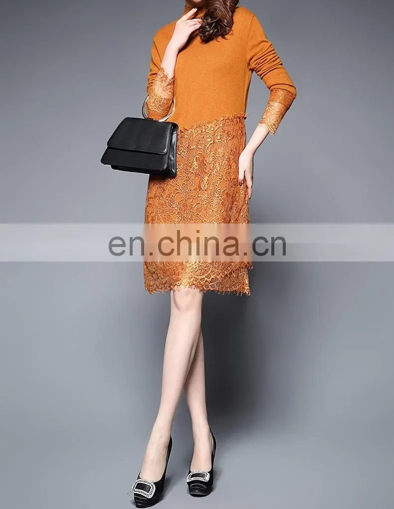 New trendy women knit long sleeve dress