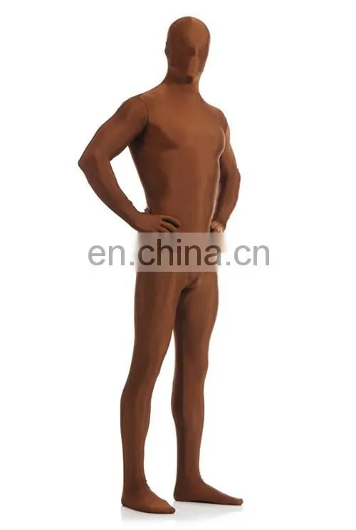 New Unisex Adult Coffee Second Skin Morph Suits Hood Full Body Zentai Costume