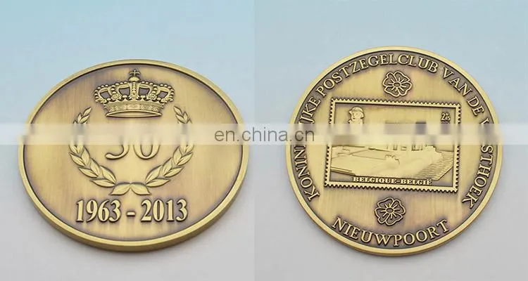 Customize cheap lovely wedding names of gold antiqu brass blank coins