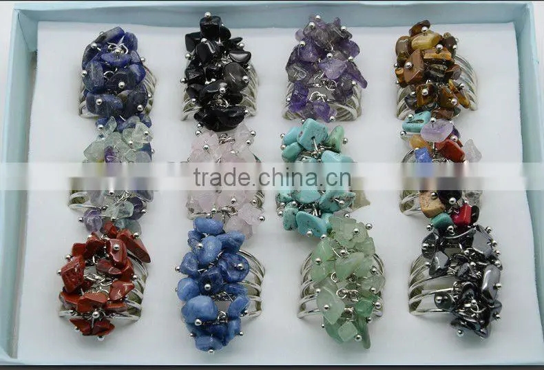 Magneite Chip stone Stretch Seed Glass beads Ring