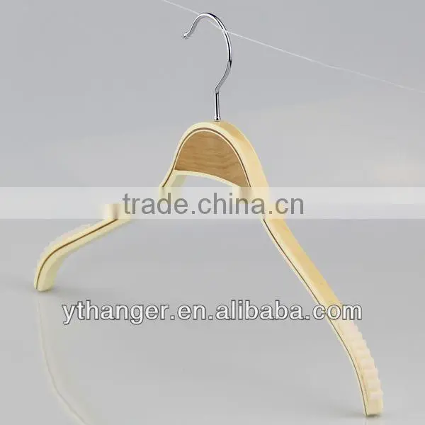 LW038 Plywood hangers natural short dress hanger with clips