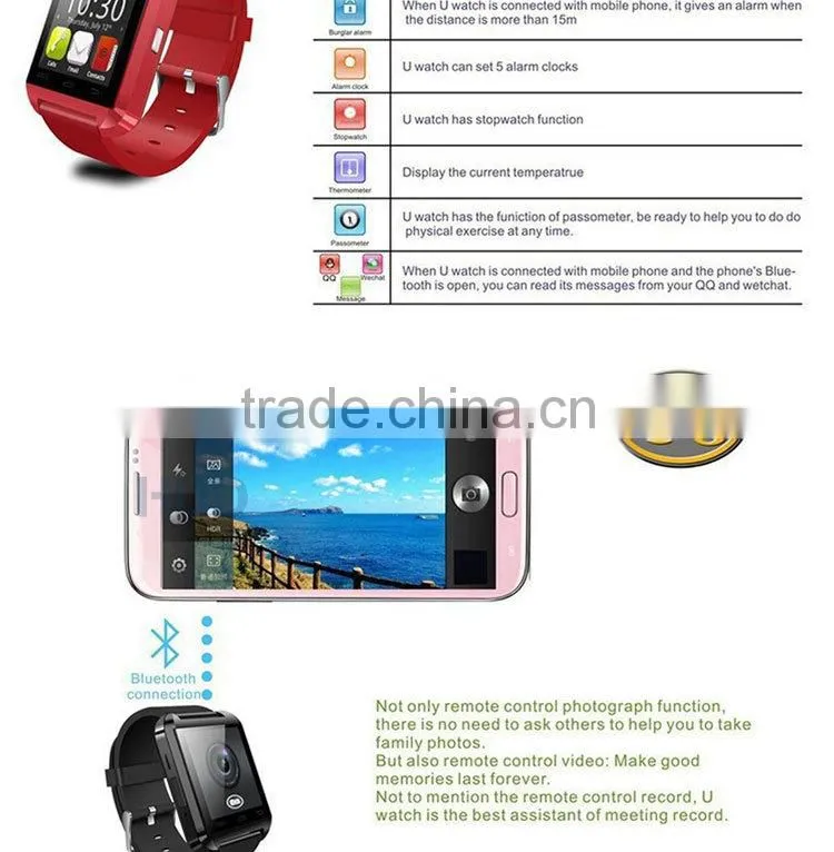 2014 portable wrist u8 m26 bluetooth smart watch bluetooth watch wholesale wrist watch
