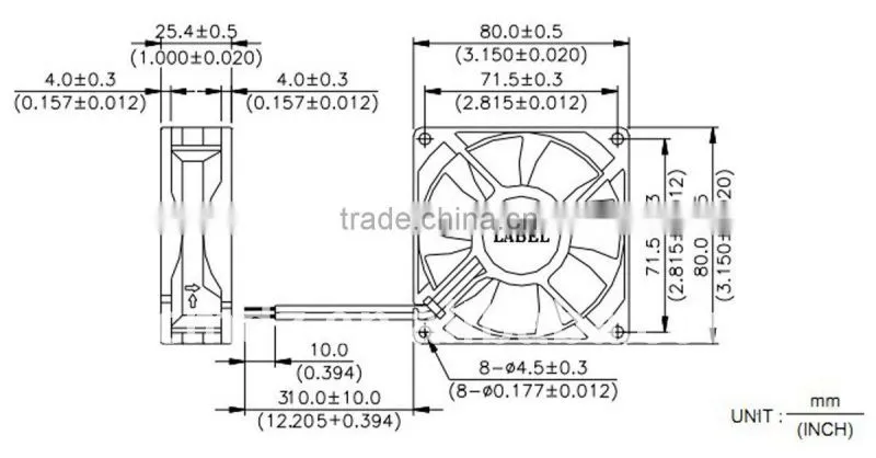 low noise cooling fan 12v 24v 80*25mm