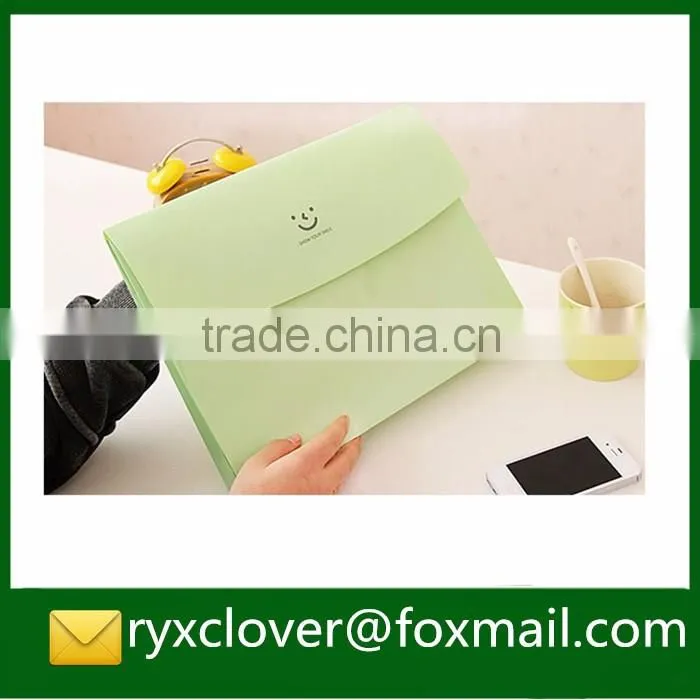 Colorful plastic magic tape closure document bag in A4 size