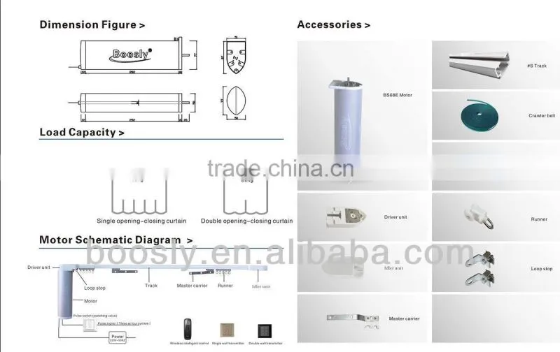 BS68TE Motorized Curtain Track Specially For Hotels and Villa