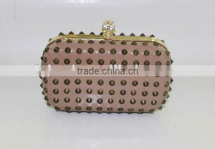 Hotsales black leather studs evening purse