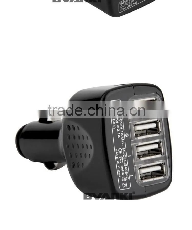 Universal Micro Auto 4 port USB Car Charger For iPhone iPad 2.1A Mini Car Charger Adapter cargador coche carregador de celular
