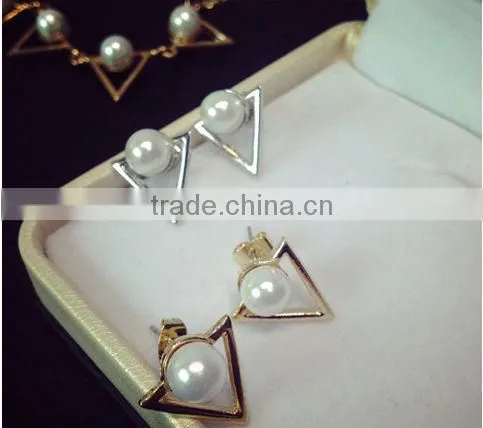 Pearl Stud Earrings Triangle Stud Earrings Stainless Steel Stud Earrings