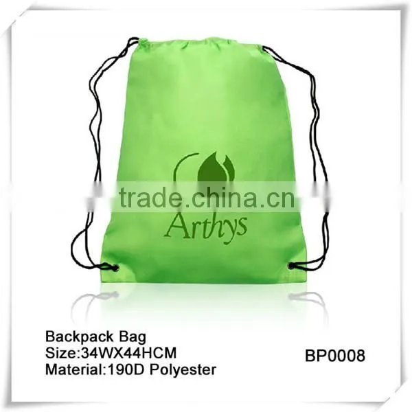210D Polyester White Drawstring Backpack Bag
