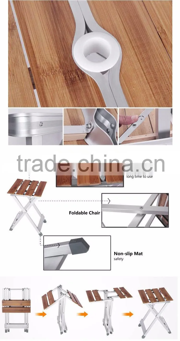 Wood Aluminium Folding Table Portable Camping Patio Folding Outdoor Table Chair