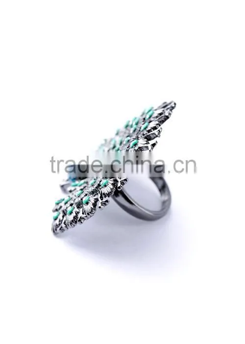 Highest Fashion Alloy Crystal Peacock Rings Hot Sale
