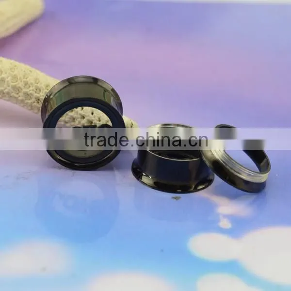 wholesale black plated single flare flesh ear tunnel love alphabet body jewelry