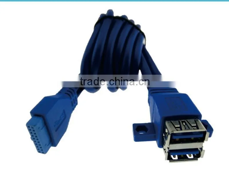 Panel Mount Dual USB3.0 Cable 20Pin Extension Adapter Cable Mounting Ears