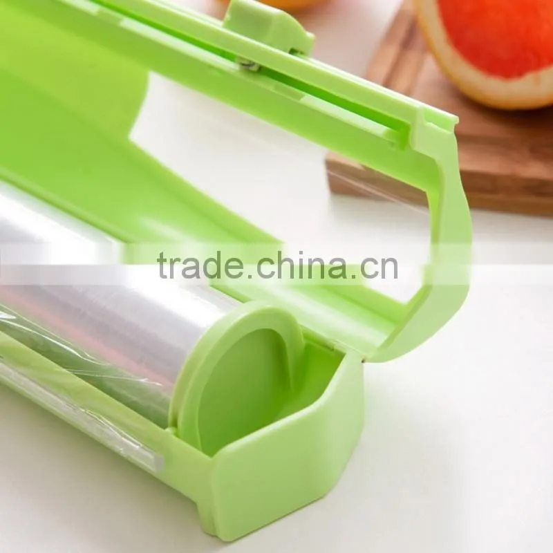 2016 Creative 304 stainless steel blade candy color plastic cling film cutter