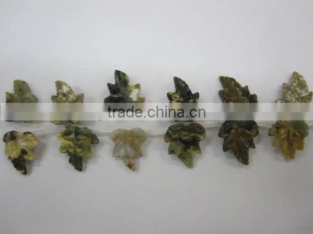 Natural Semi-precious gemstone leaf carving