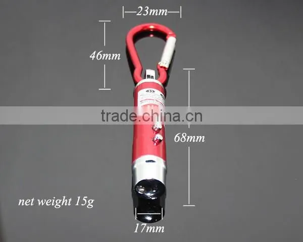 3 in 1 Mini Aluminum Carabiner LED Flashlight Torch Lamp Keychain Personality UV Money Detector LED Electric Torch Keyring