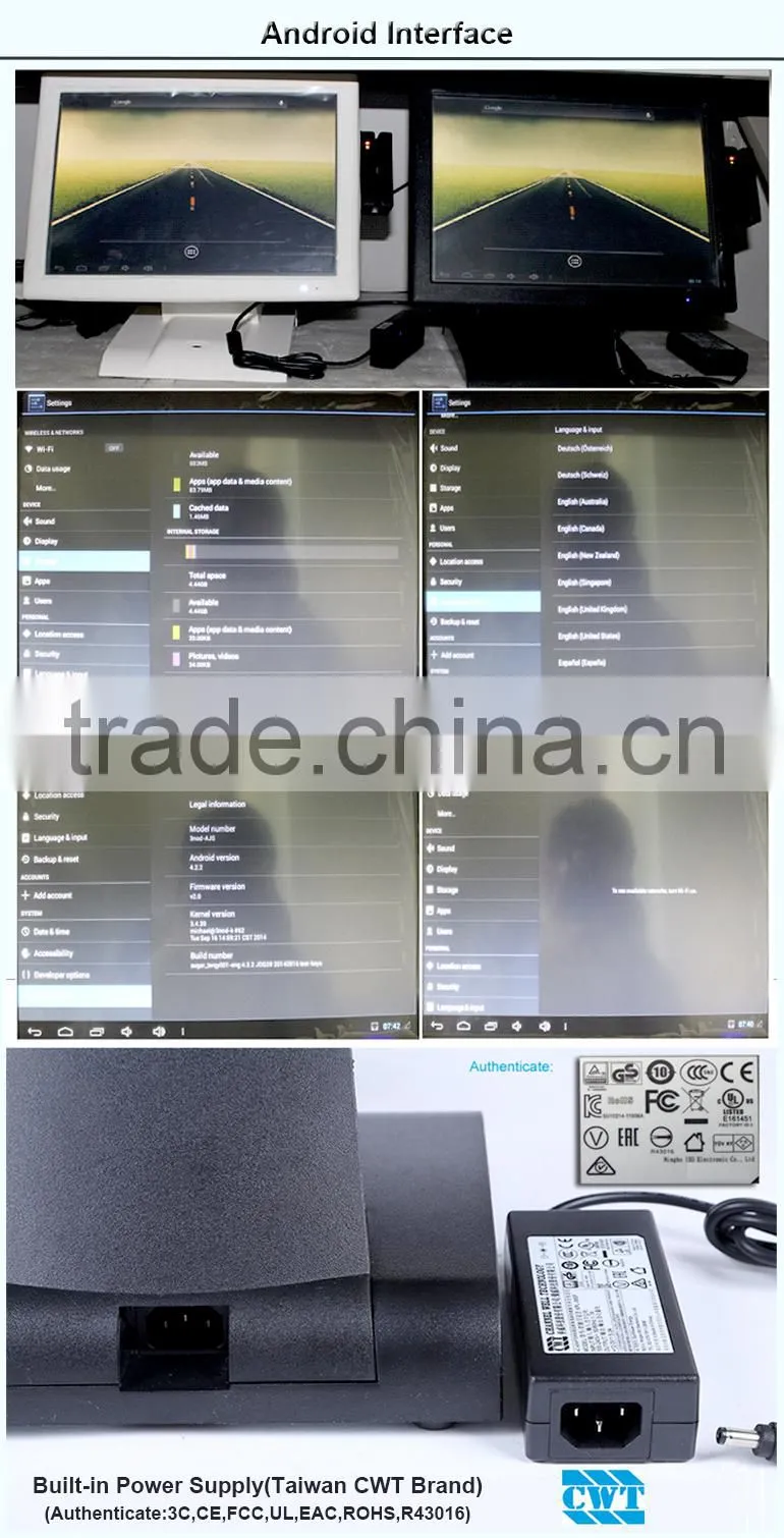 Different Color Available 15" Android Pos System