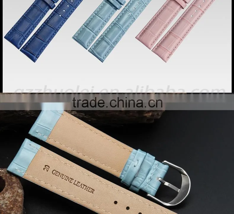 Cheap 12|14|16|18|20mm high quality cowhide leather Watch strap wholesale 3PCS