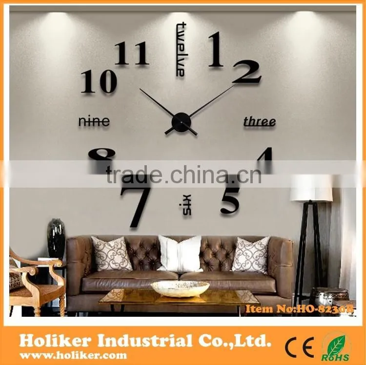 Large luxury 3D DIY clock for home decoration