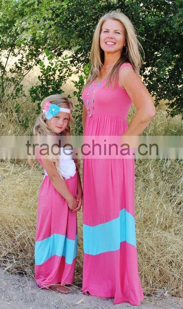 2015 hot selling family clothes, mother and child/daughter dress clothing design set, mommy and me maxi dress