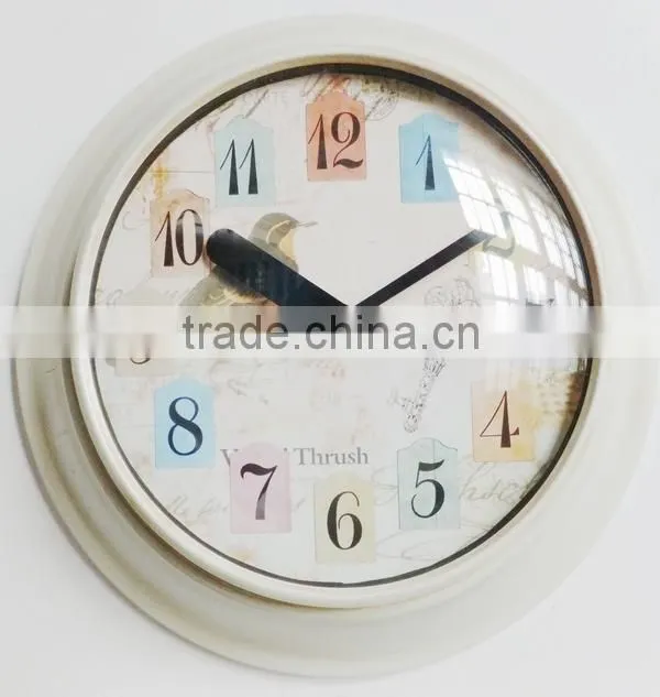 Dia 25 cm Contry Style Round Metal Wall Clock,Rustic Wall Clock