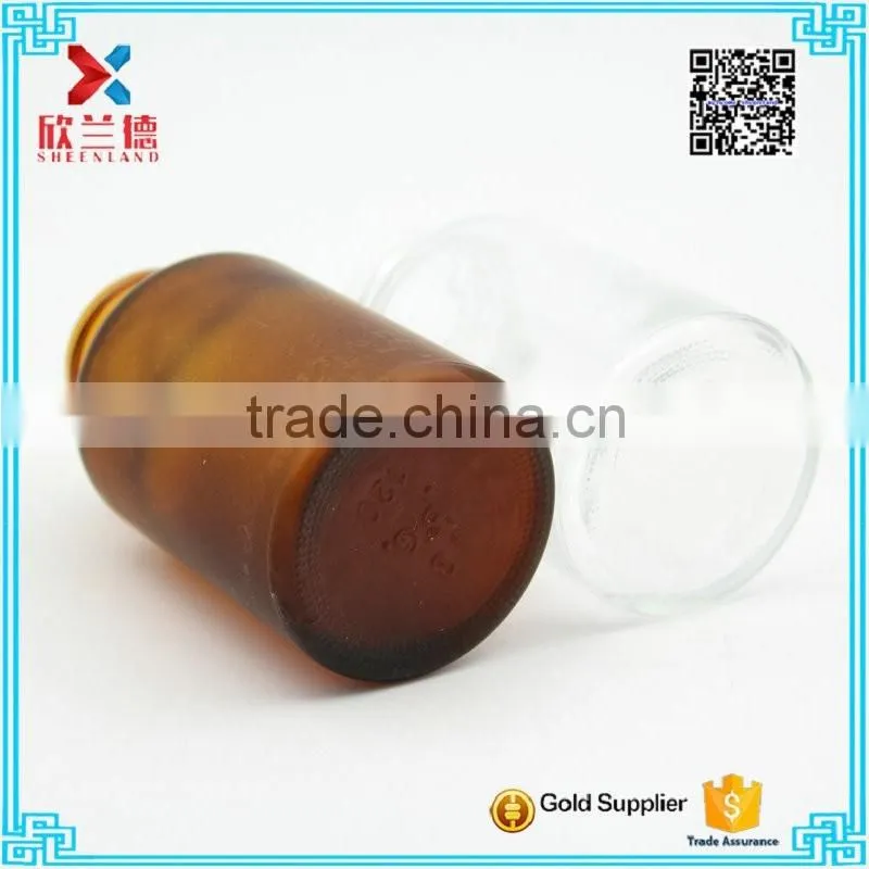 amber and clear cylinder glass pharmaceutical pill bottle 130ml
