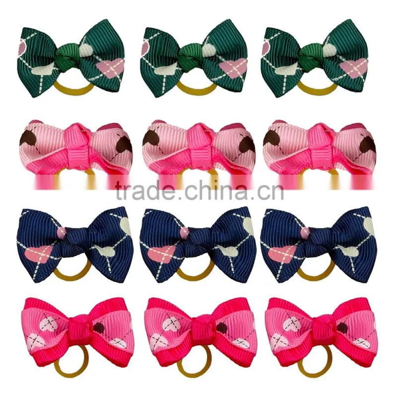 Wholesale Rubber Band Dog Cat Puppy Hearth Pattern Hair Bows