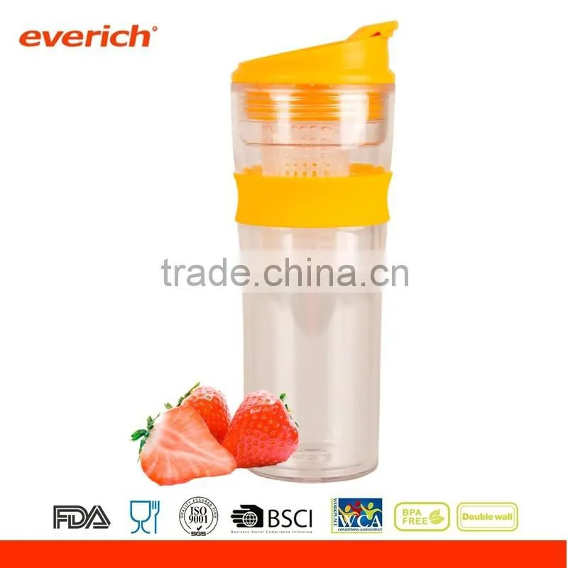 Everich 16oz Double wall tritan tumbler with flip lip and fruit infuser