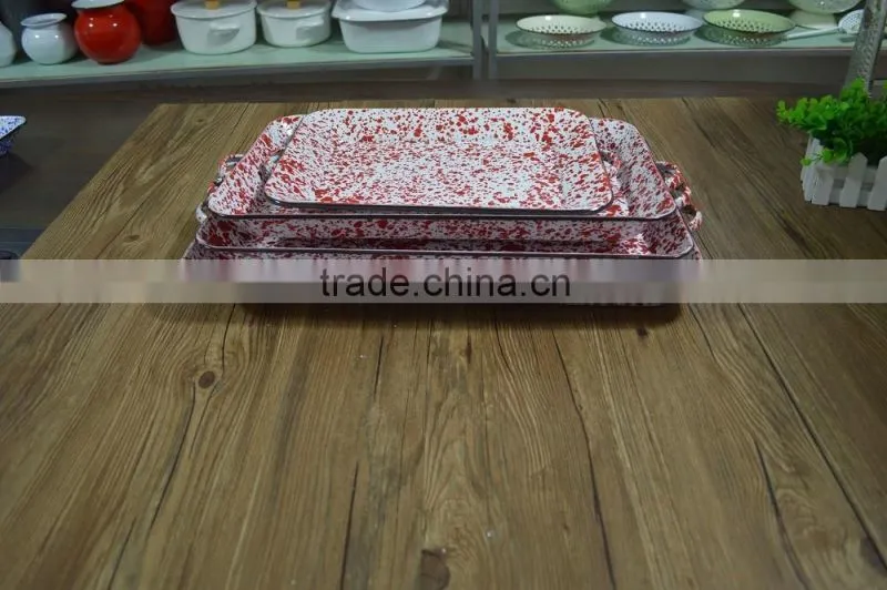 9092 Enamel big camping baking rectangle tray