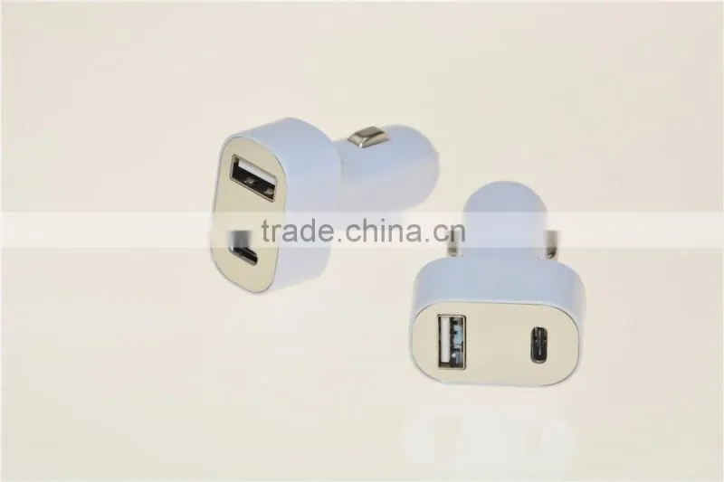 2 ports Plastic USB-C Car Charger