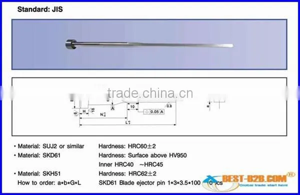 HASCO Flat Ejector Pin for Injection Mold Parts China Manufacturer