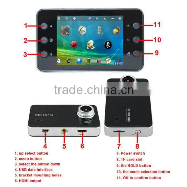 colorful life Hot sale 2.7 Inch dual camera connected cctv lcd dvr