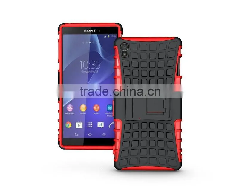 Dual Layer Tough Rugged Kickstand Hybrid Heavy Duty Armor Shockproof Case For Sony Z3