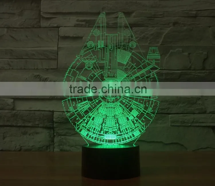 7 Color Changing Space Ship 3D Led Light