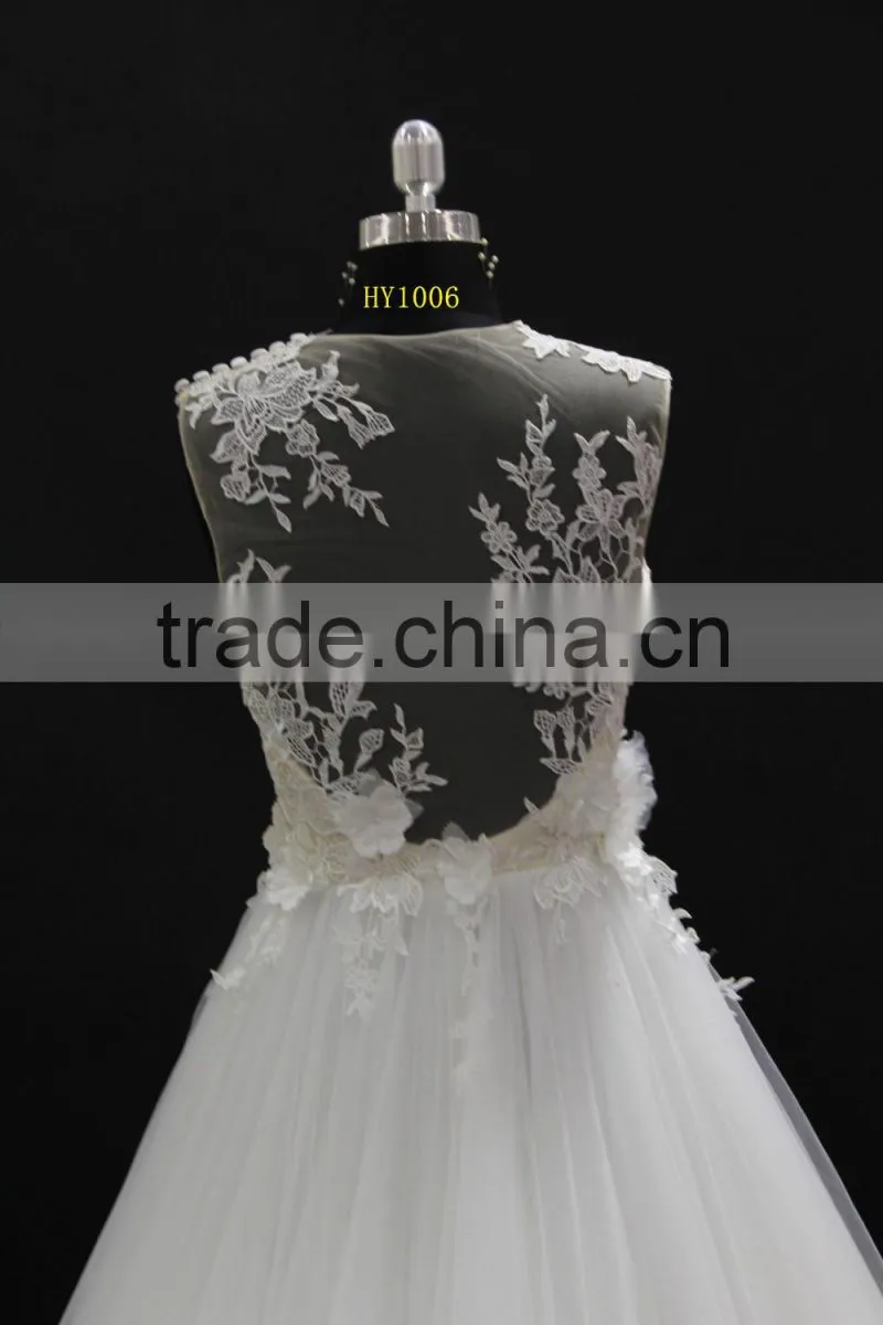 Best seller skin color tulle with soft ball gown skirt bridal wedding dress