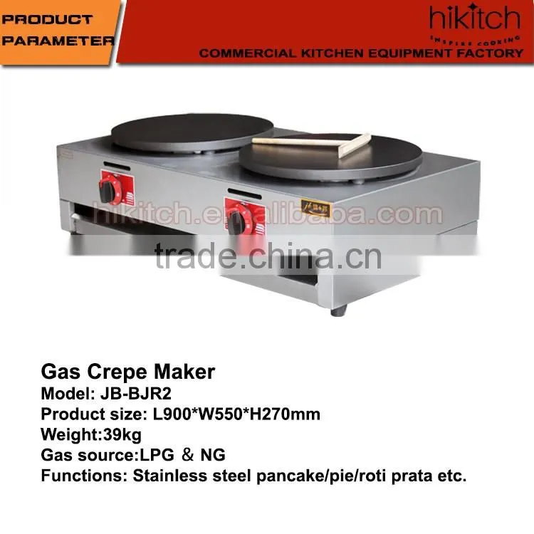 Hot Sale Crepe Machine with Drawer/Stainless Steel Gas Crepe Maker/2 Head Pancake Maker