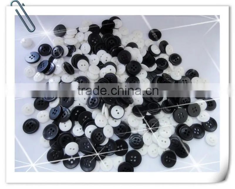 Mixed kids buttons, white and black resin decorative buttons