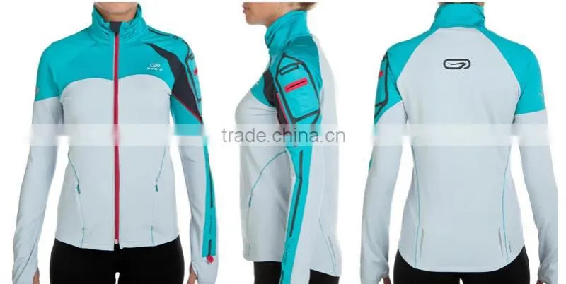 Women's 90% Dri-Fit 10% Spandex Running Jackets with Cell Phone Pocket at Upper Arm, Moisture Wicking Running Wear for Women
