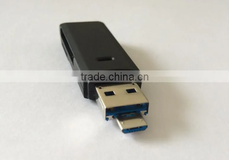 2 In 1 USB 3.0 and OTG/Micro USB 2.0 All-in-One Card Reader for Smartphone and PC