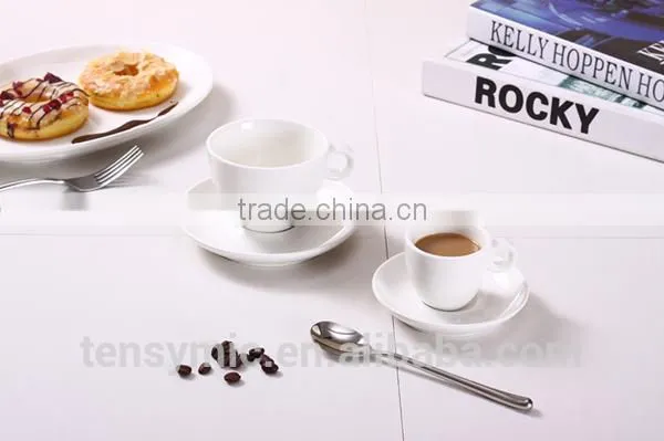 Fancy white porcelain sublimation coffee cup with saucer