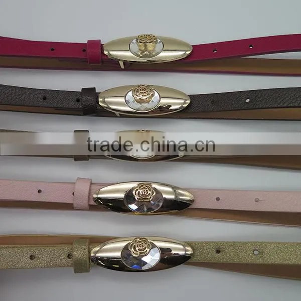 Fashionable skinny belt with flower glass for women