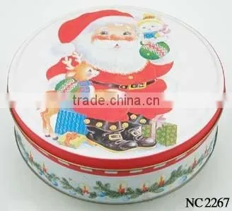 christmas cookie tin box, round tin can set for Christmas